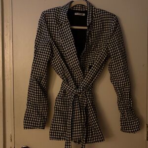 Reformation Black and White Gingham Blazer